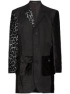 Yohji Yamamoto Leopard Print Graphic Image Linen Blend Blazer Jacket -