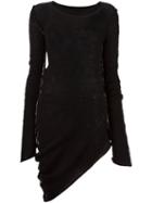 Masnada Asymmetric Longsleeved Dress, Women's, Size: Small, Black, Linen/flax/nylon/cashmere/wool