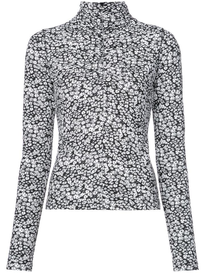 Cédric Charlier Long-sleeve Floral Top - Black