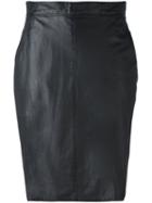 Versace Vintage Leather Skirt, Women's, Size: 44, Black