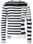 Maison Margiela Asymmetric Stripe Sweater, Men's, Size: Large, Blue, Wool