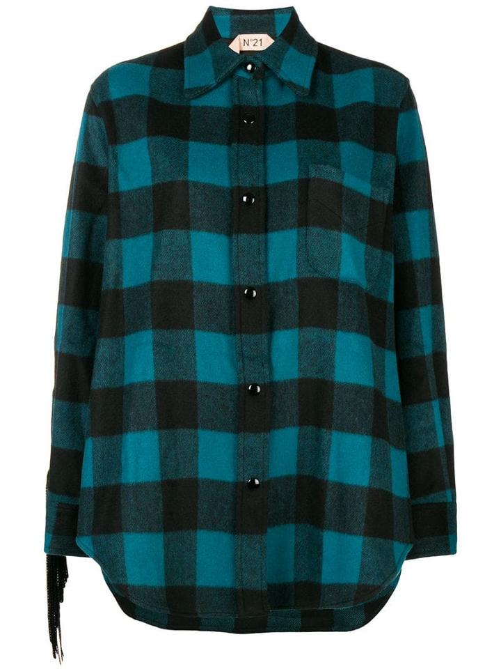 Nº21 Fringed Check Shirt - Blue