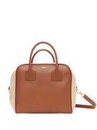 Burberry Medium Leather And Cotton Canvas Cube Bag - Brown