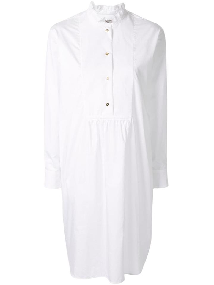 Atlantique Ascoli Ruffled Neck Shirt Dress - White