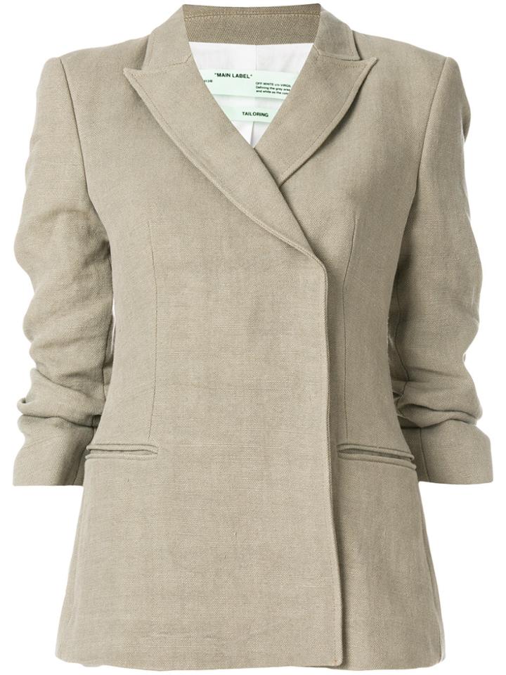 Off-white Double Breasted Blazer - Nude & Neutrals