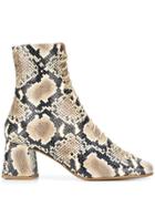 By Far Snake Print Ankle Boots - Brown