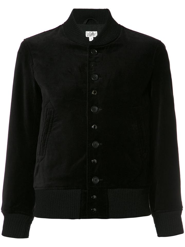 Engineered Garments Buttoned Bomber Jacket, Women's, Size: 1, Black, Cotton/polyester/wool