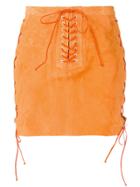 Unravel Project Lace-up Mini Skirt - Orange