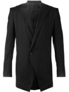 Julius Long Asymmetric Blazer, Men's, Size: 4, Black, Polyurethane/cashmere/wool