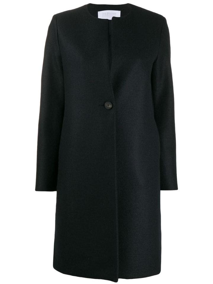Harris Wharf London Single Breasted Collarless Coat - Blue