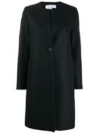 Harris Wharf London Single Breasted Collarless Coat - Blue