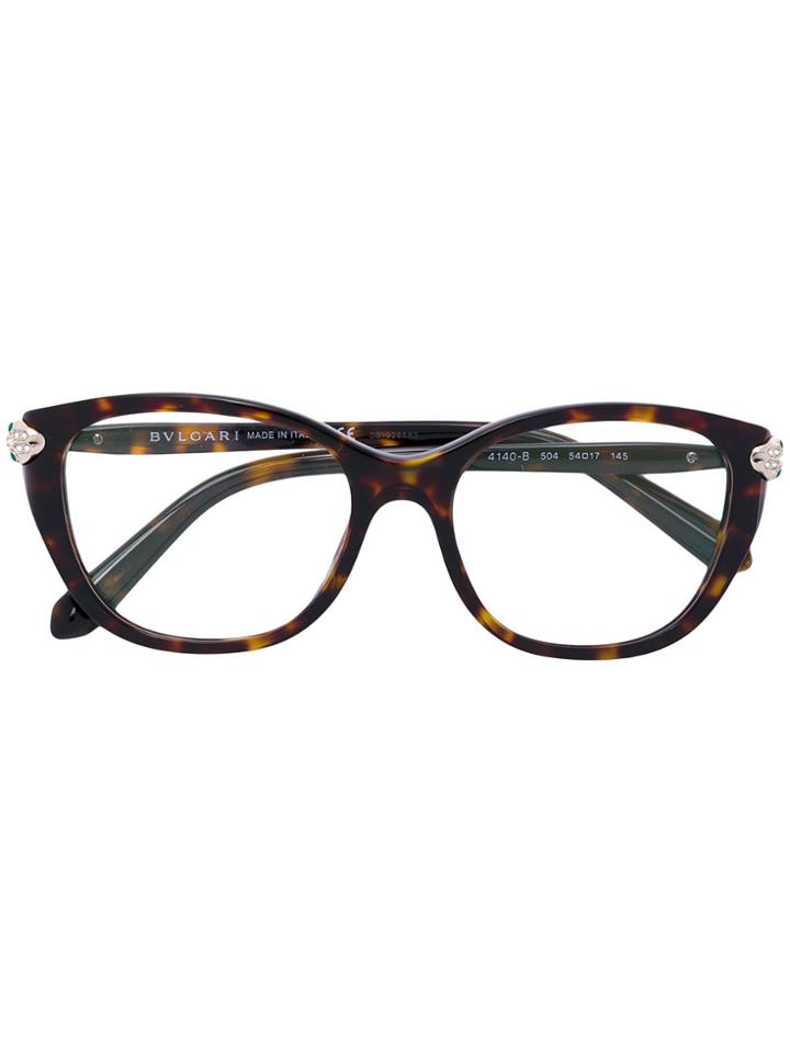 Bulgari Bejewelled Tortoiseshell Effect Glasses - Brown