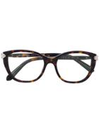 Bulgari Bejewelled Tortoiseshell Effect Glasses - Brown