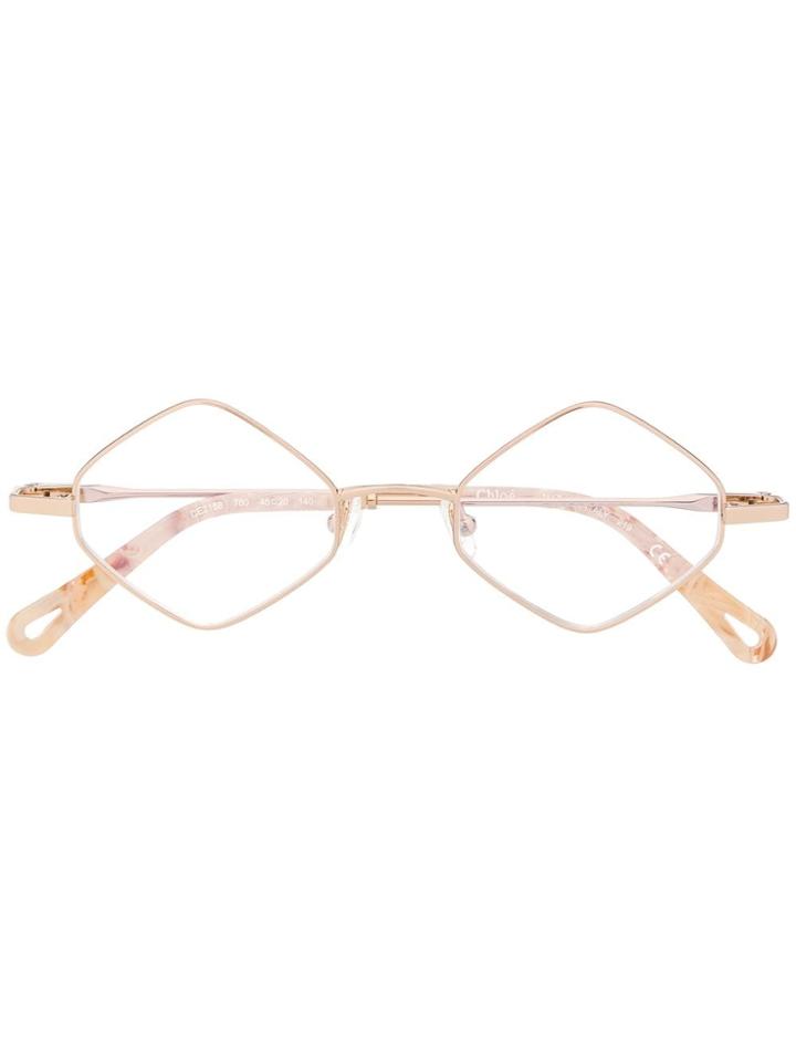 Chloé Eyewear Geometric-frame Logo Glasses - Gold