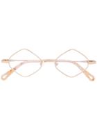Chloé Eyewear Geometric-frame Logo Glasses - Gold