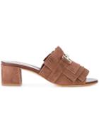 Tod's Double T Fringed Mules - Brown