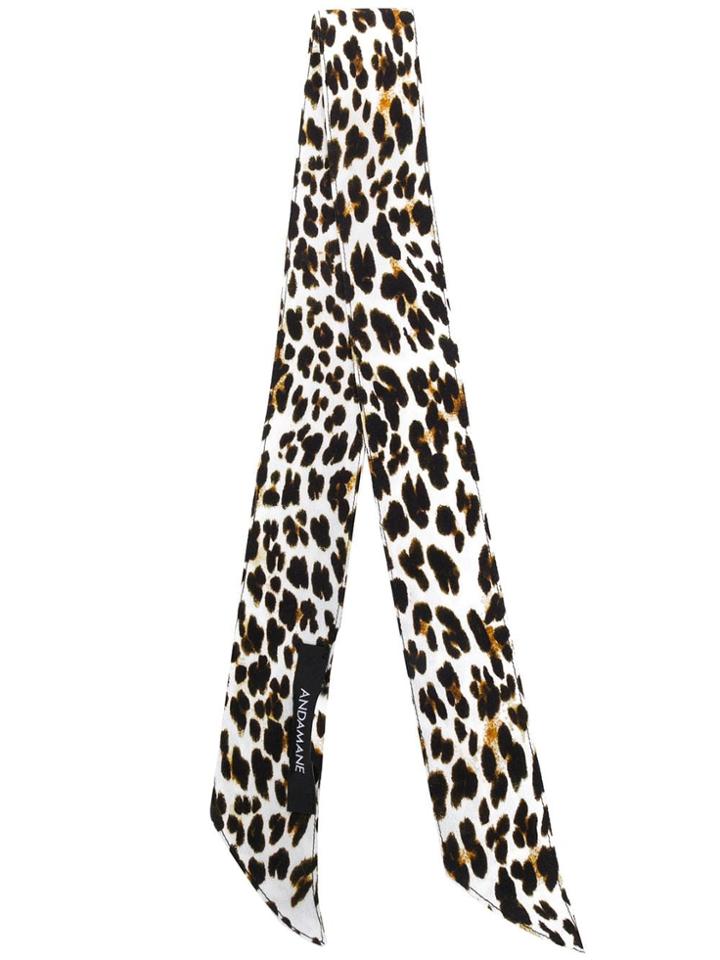 Andamane Leopard Print Thin Scarf - White