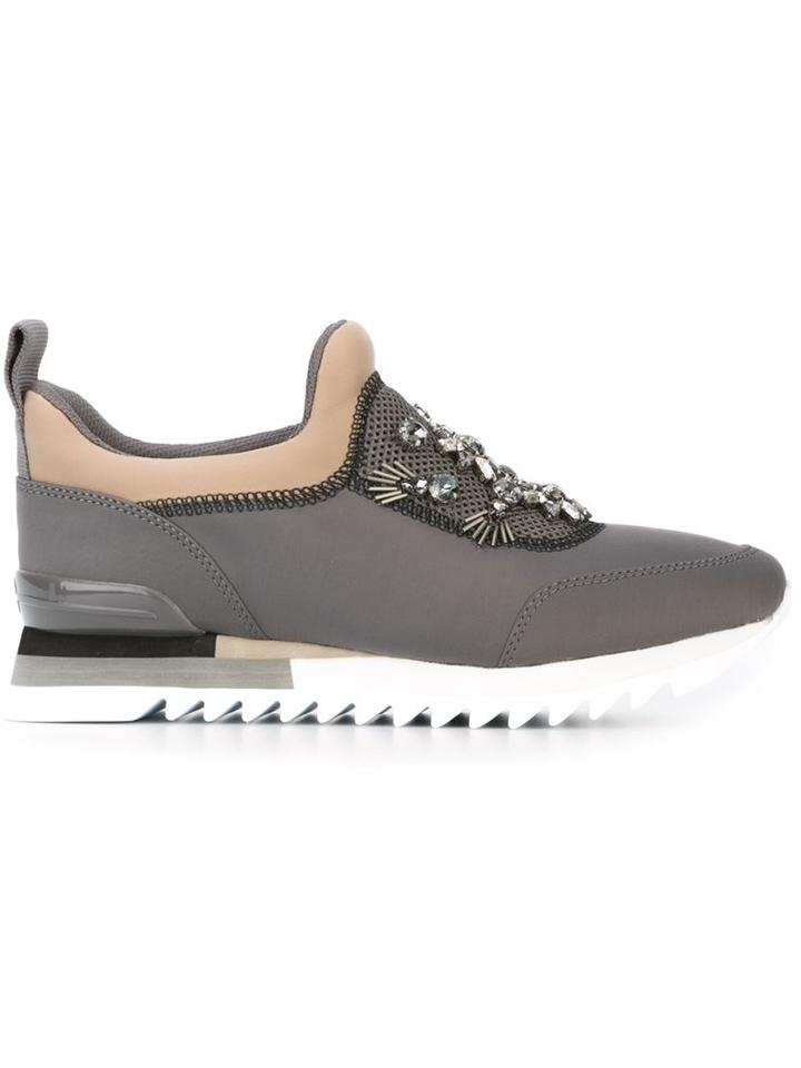 Tory Burch Rosas Sneakers, Women's, Size: 6, Grey, Rubber/neoprene/glass