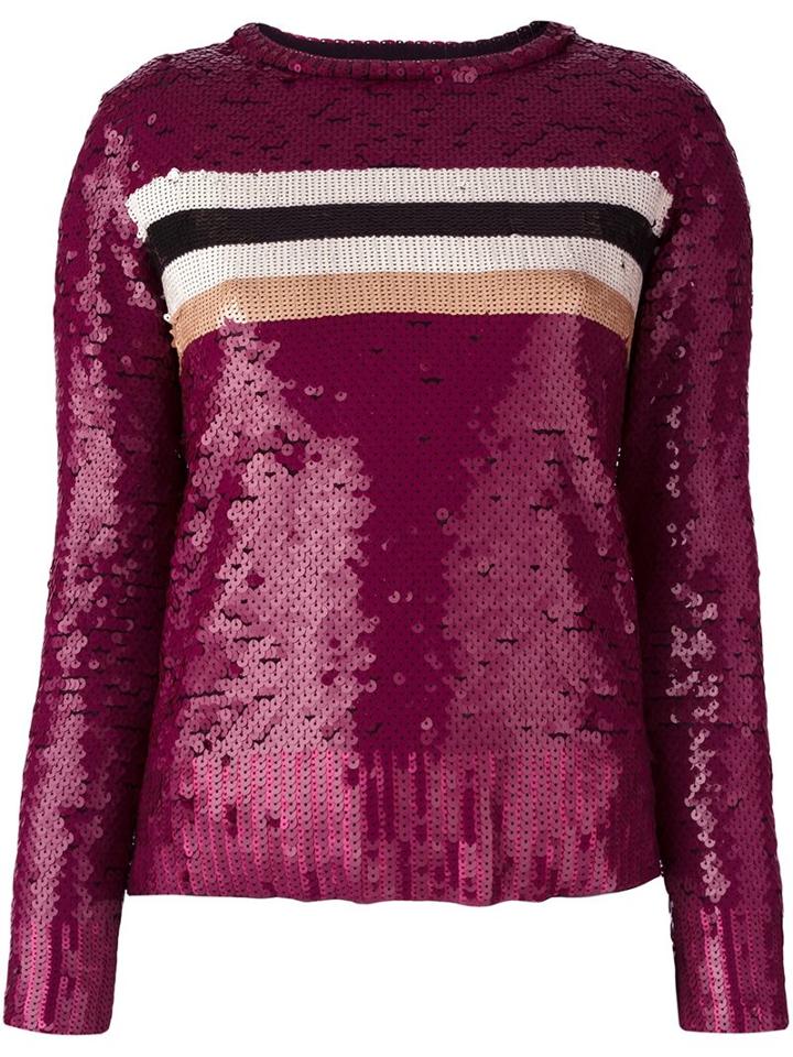 Aviù Striped Sequin Jumper, Women's, Size: 42, Red, Polyamide/spandex/elastane/polyester