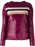 Aviù Striped Sequin Jumper, Women's, Size: 42, Red, Polyamide/spandex/elastane/polyester