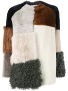 P.a.r.o.s.h. Colour Block Fur Jacket, Women's, Size: Xs, Sheep Skin/shearling/viscose