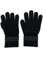 Versace Grecca Knit Gloves - Black