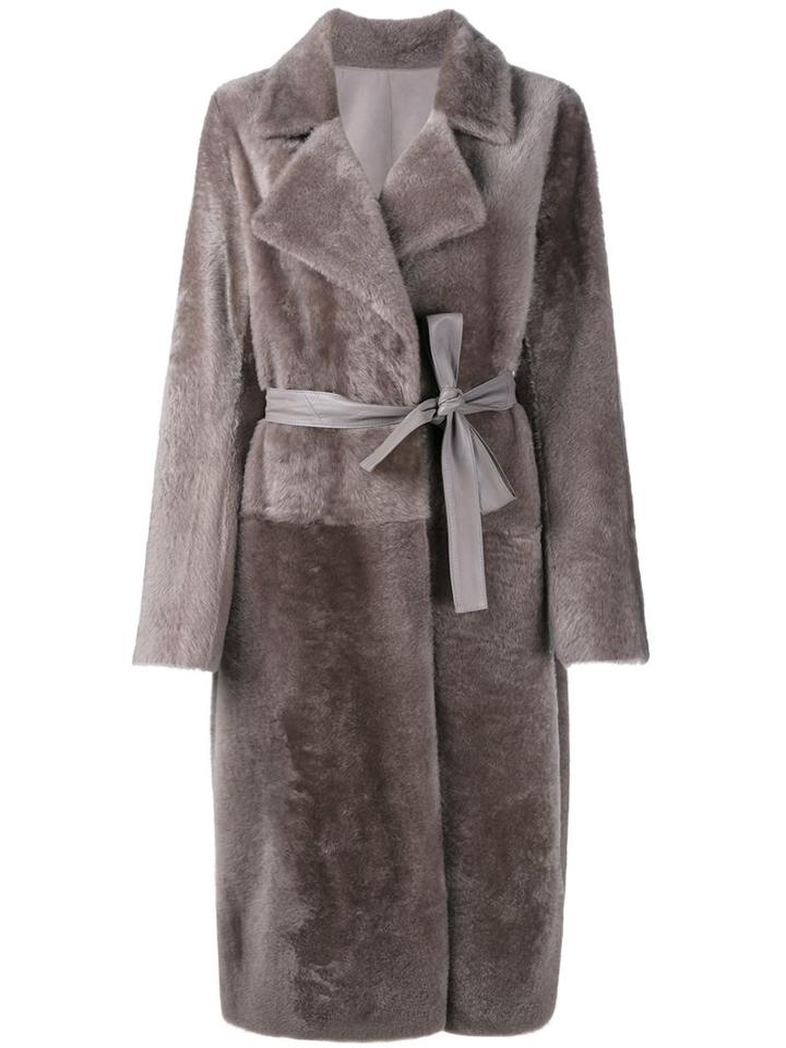 Yves Salomon Collarless Lambskin Coat