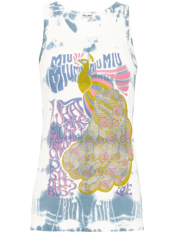 Miu Miu Jersey Top With Tie-dye Motif - Grey