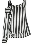 Ann Demeulemeester Black And White Striped Asymmetric Blouse