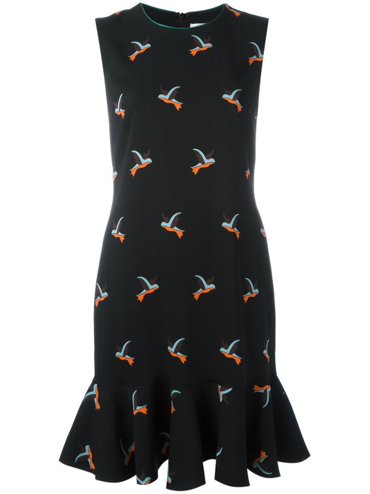 Victoria Victoria Beckham Sleeveless Bird Print Dress - Black