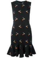Victoria Victoria Beckham Sleeveless Bird Print Dress - Black