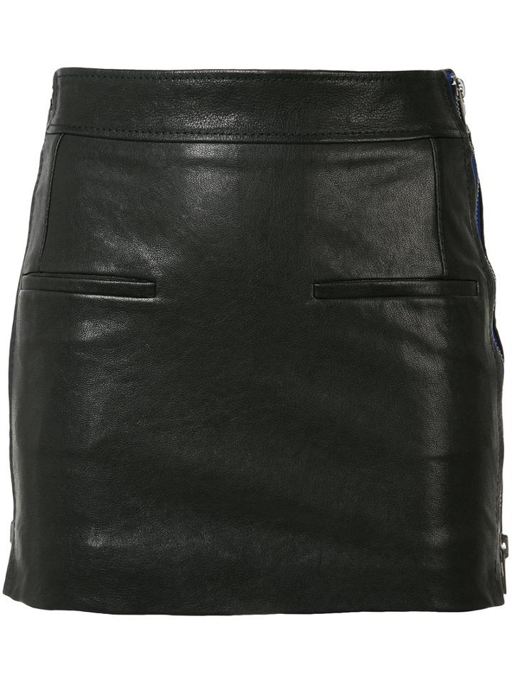 Haider Ackermann Zipped Laterals Leather Skirt, Women's, Size: 36, Black, Rayon/cotton/leather