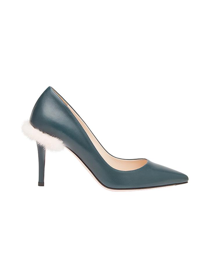Fendi Mink Fur Trimmed Court Shoes - Green