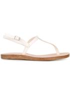 Dimissianos & Miller Taf Flat Sandals, Women's, Size: 39, White, Calf Leather/leather