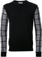 Wooyoungmi - Checked Sleeve Jumper - Men - Acrylic/polyester - 50, Black, Acrylic/polyester