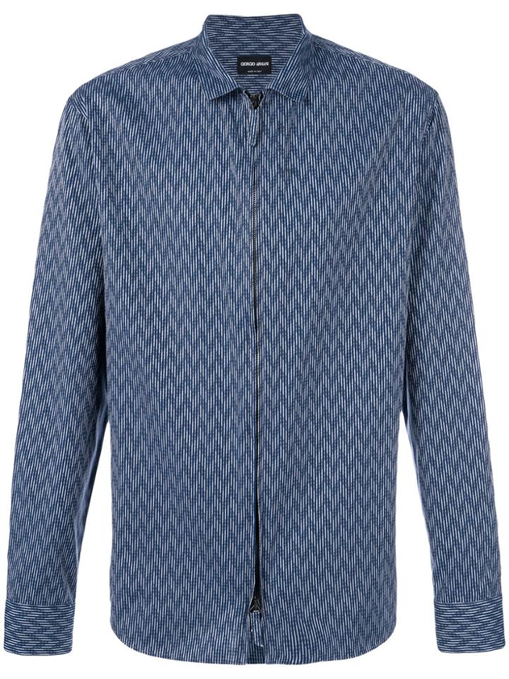 Giorgio Armani Chevron Print Shirt - Blue