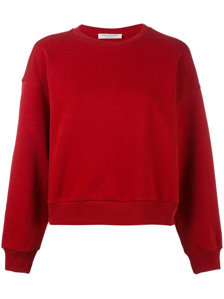 Philosophy Di Lorenzo Serafini - Ruffled Detail Sweatshirt - Women - Cotton - S, Red, Cotton