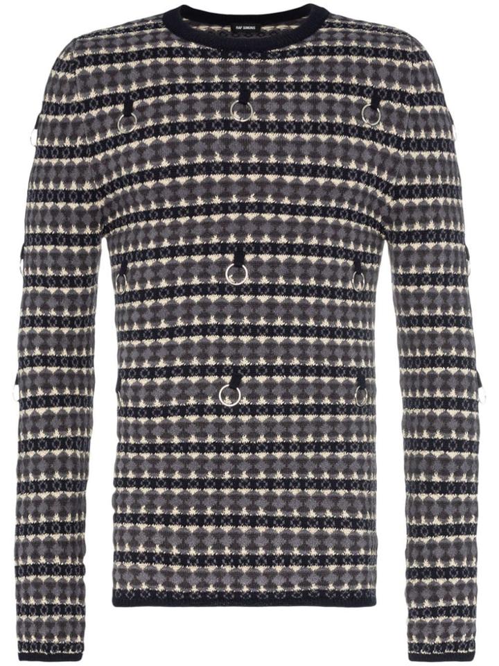 Raf Simons Hoop Embellished Fairisle Knitted Jumper - Blue