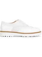 Hogan Panelled Brogue Shoes, Women's, Size: 36.5, White, Leather/patent Leather/rubber