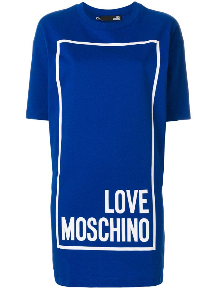 Love Moschino Logo Print T-shirt Dress - Blue
