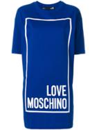 Love Moschino Logo Print T-shirt Dress - Blue