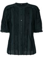 Steffen Schraut Button Up Ruffle Blouse - Black