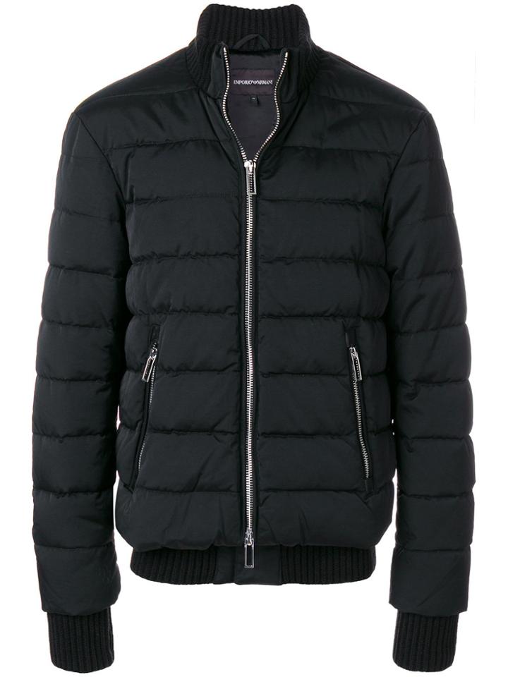 Emporio Armani Zip Up Down Jacket - Black
