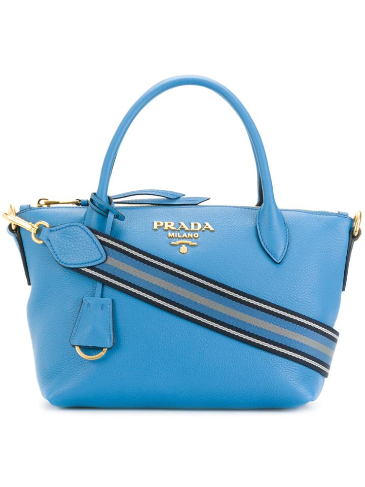Prada Mini Vitello Daino Crossbody Bag - Blue