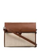 Hunting Season Beige Leather And Straw Clutch Bag - Brown
