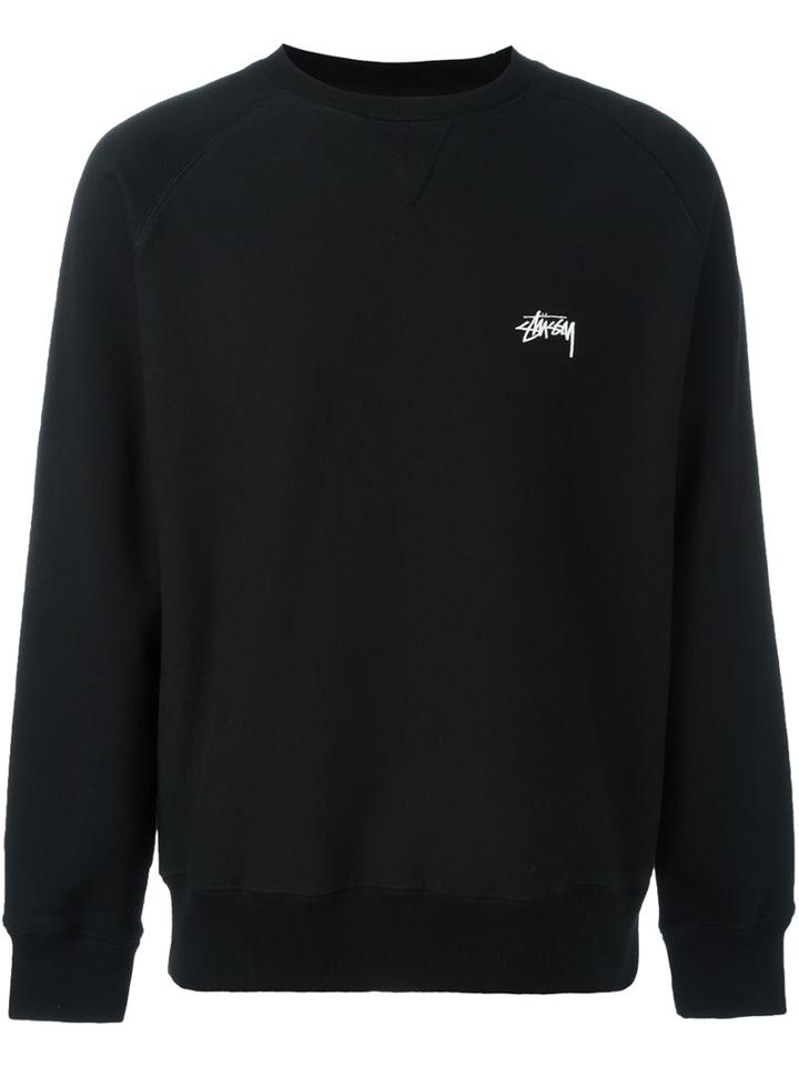Stussy Logo Print Sweatshirt, Men's, Size: Medium, Black, Cotton