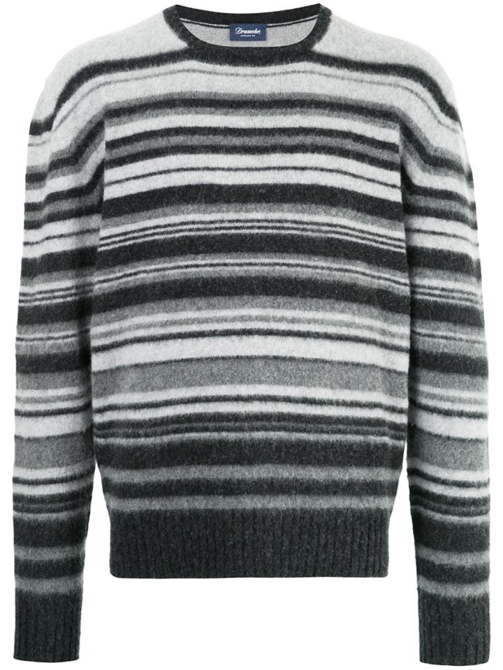 Drumohr Striped Crew Neck Sweater - Grey