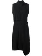 Kobi Halperin Pleated Belt Dress, Women's, Size: Medium, Black, Acetate/viscose/spandex/elastane