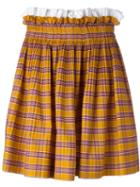 No21 Ruffled Waist Pleated Skirt, Women's, Size: 42, Yellow/orange, Cotton