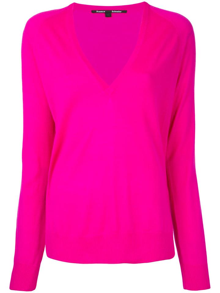 Proenza Schouler - V-neck Knitted Top - Women - Merino - S, Pink/purple, Merino